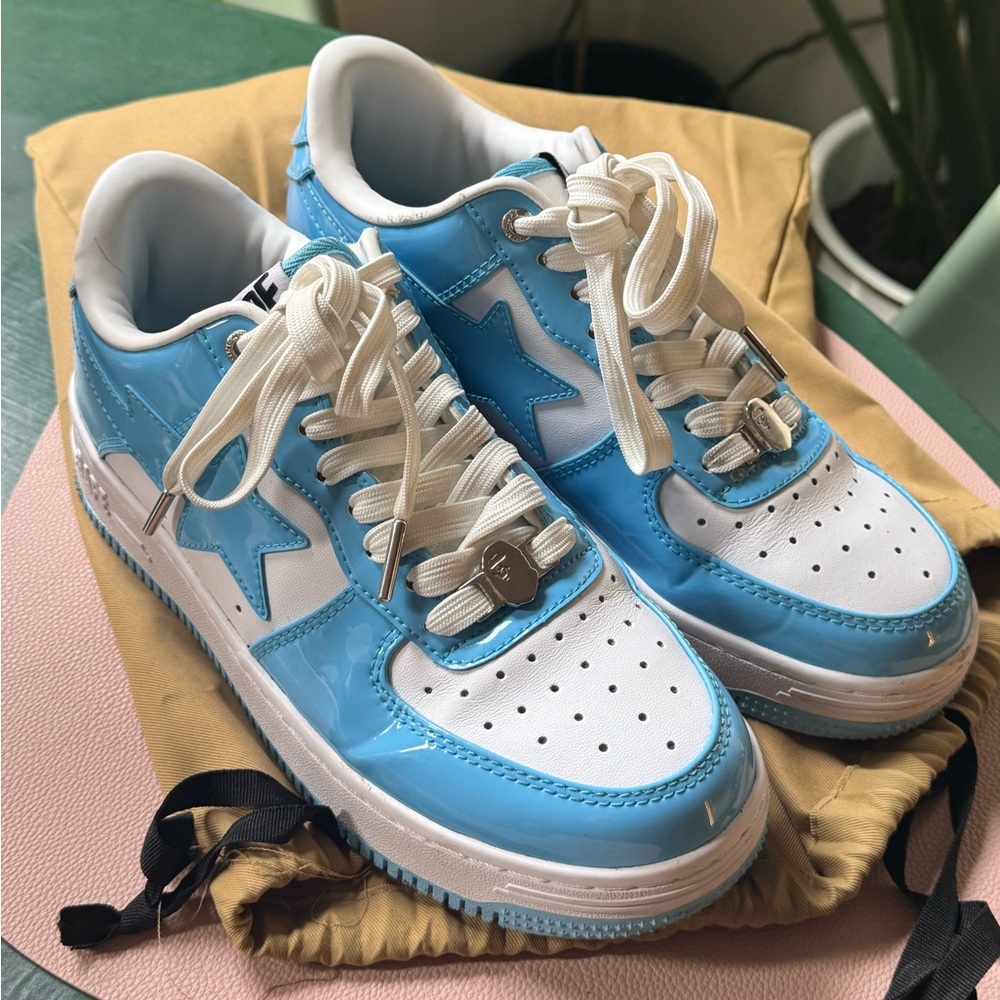 Bape Sta Patent Leather Blue/White Sneakers